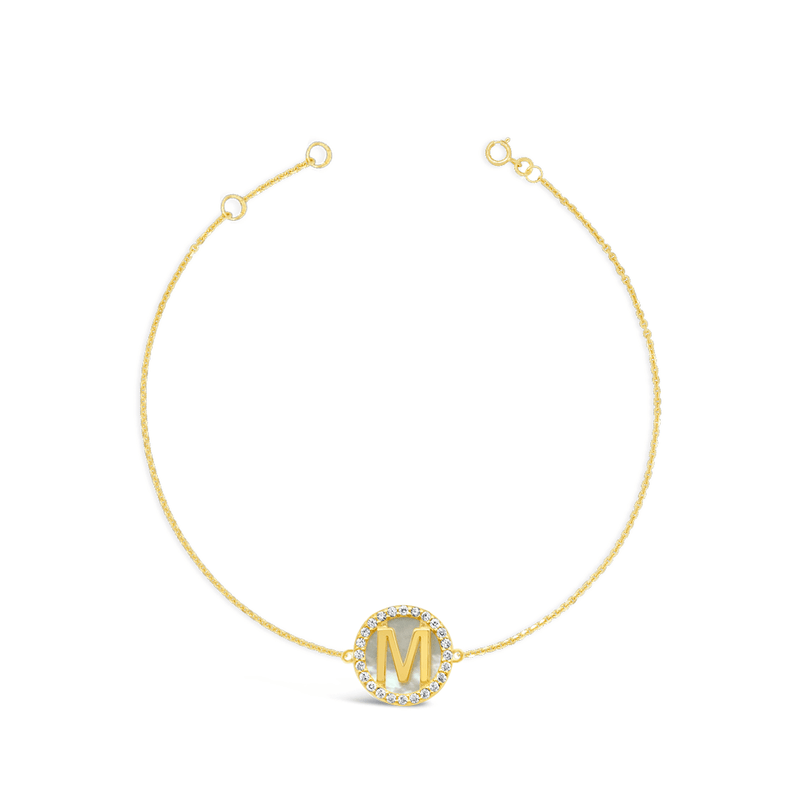 ALL CZ LETTERS GOLD BRACELET