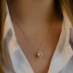 ROSE LETTERS ON PEARL DIAMOND NECKLACE