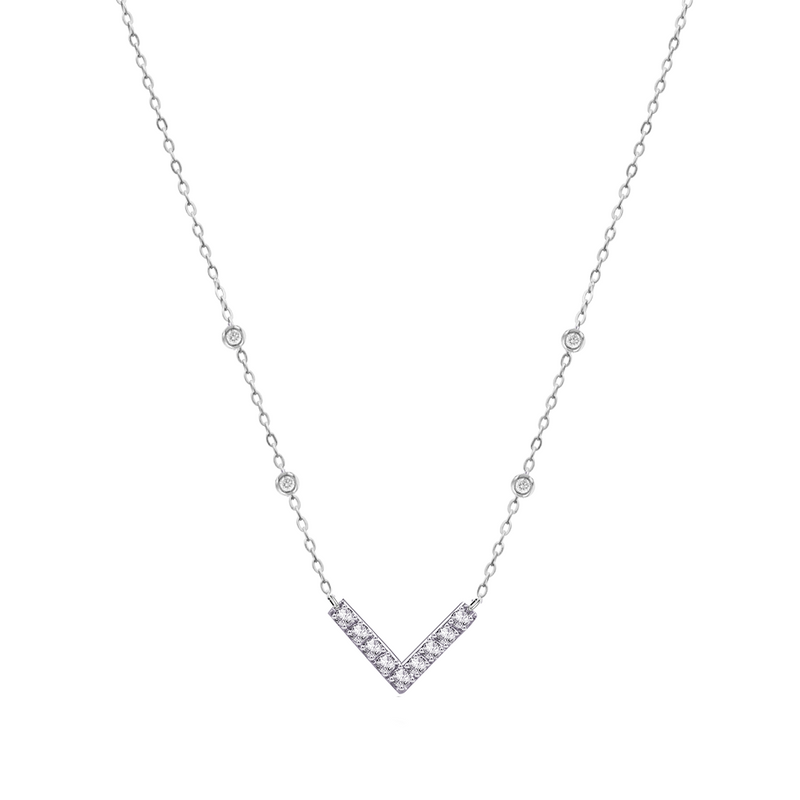 TINY V-SHAPED DIAMOND NECKLACE