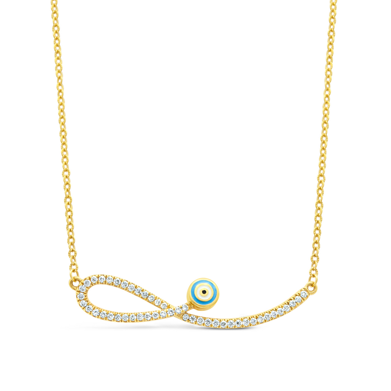 HALF INFINITY WITH EVIL EYE DIAMOND NECKLACE