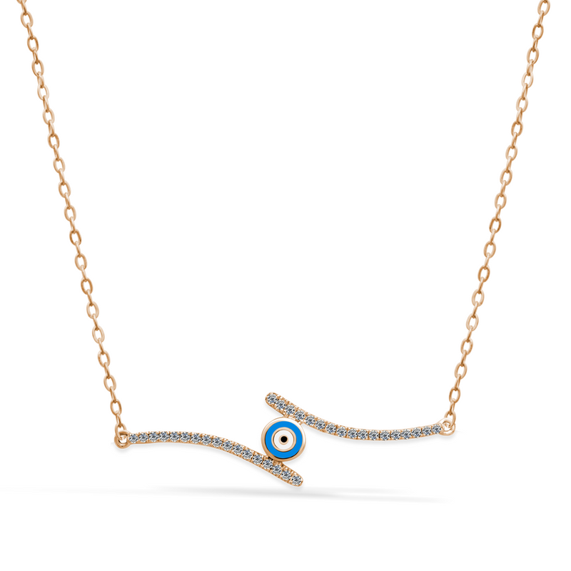 CLASSIC LINES WITH EVIL EYE DIAMOND NECKLACE