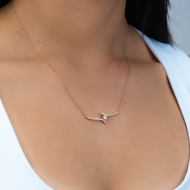 CLASSIC LINES WITH EVIL EYE DIAMOND NECKLACE