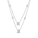 LAYERED CUBIC CUSHION DIAMOND NECKLACE