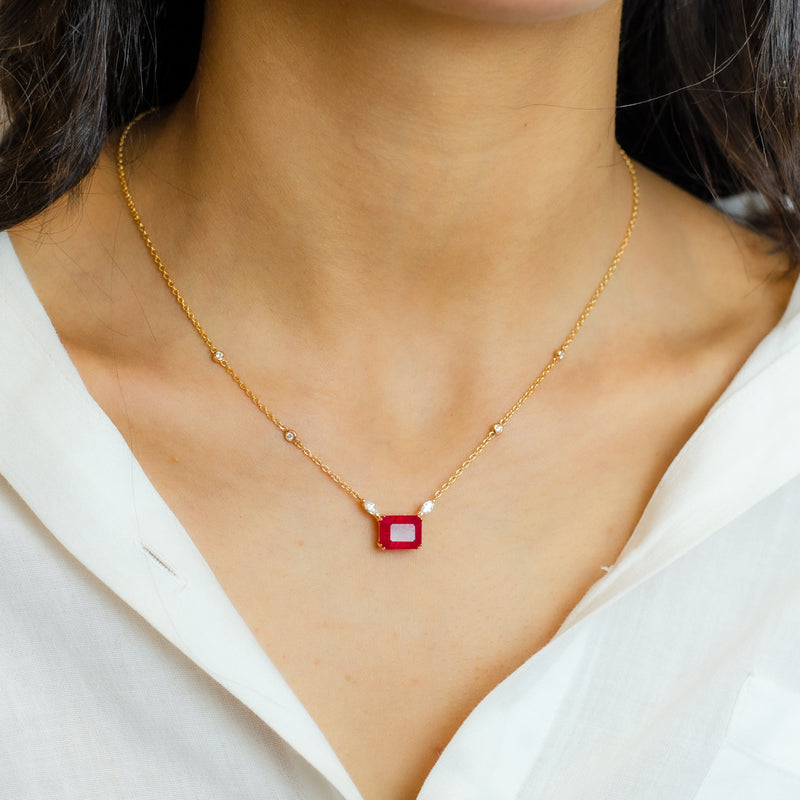 RUBY BAGUETTE RADIANT DIAMOND NECKLACE