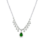 ELEGANT EMERALD GREEN TEARDROP DIAMOND NECKLACE