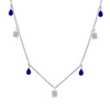 DROPPED SQUARES AND PEARS DIAMOND NECKLACE