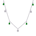 DROPPED SQUARES AND PEARS DIAMOND NECKLACE