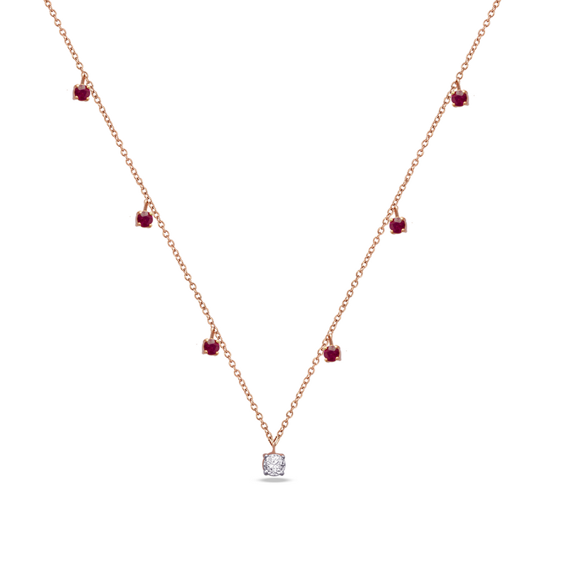 DROPPED RUBY STONES DIAMOND NECKLACE