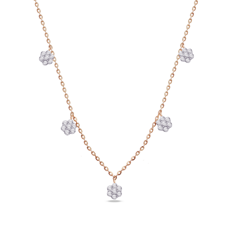 DROPPED FLOWER CLUSTERS DIAMOND NECKLACE