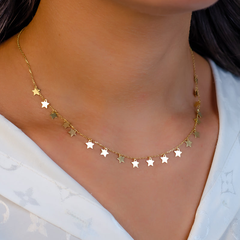 DROPPING STARS GOLD NECKLACE