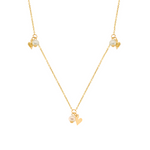THREE DROPPED HEARTS & PEARLS GOLD NECKLACE