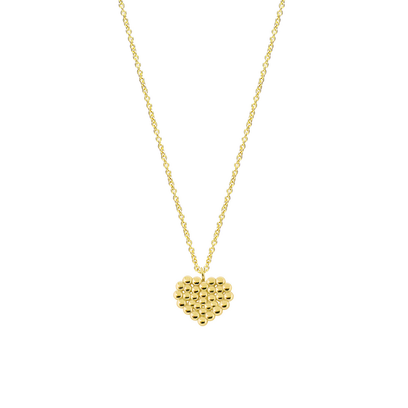 BEADED HEART GOLD NECKLACE