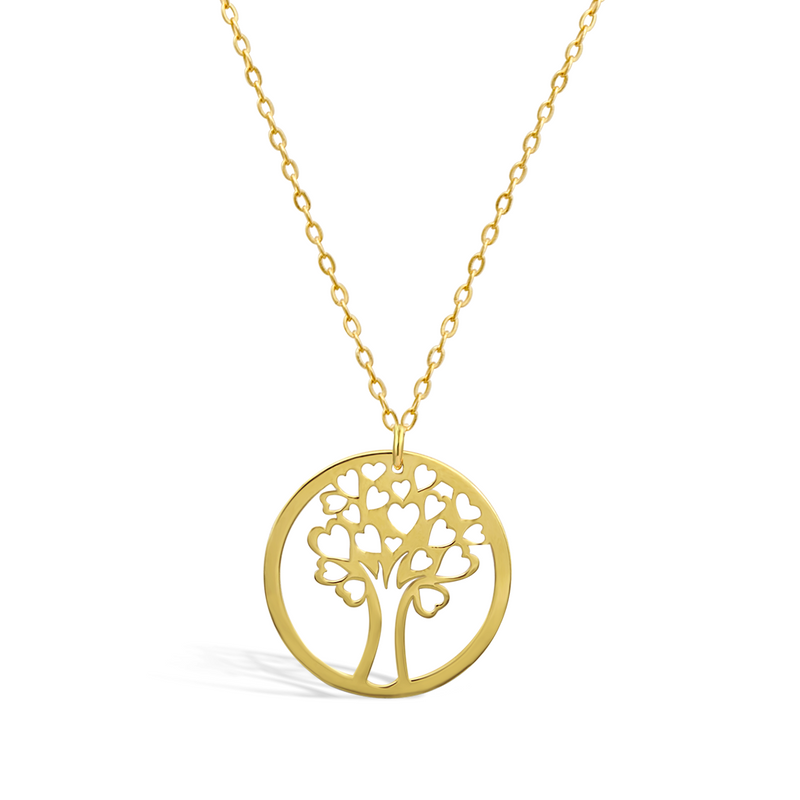 ENGRAVED TREE OF LIFE GOLD NECKLACE