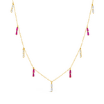 DROPPING COLORFUL STONES GOLD NECKLACE