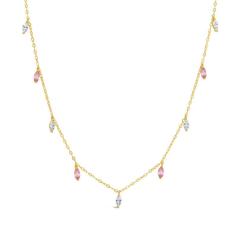 COLOURED MARQUISE SHAPE GOLD NECKLACE