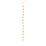 Y-SHAPE DROPPING OVALS & BEADS GOLD NECKLACE