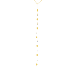 Y-SHAPE DROPPING OVALS & BEADS GOLD NECKLACE