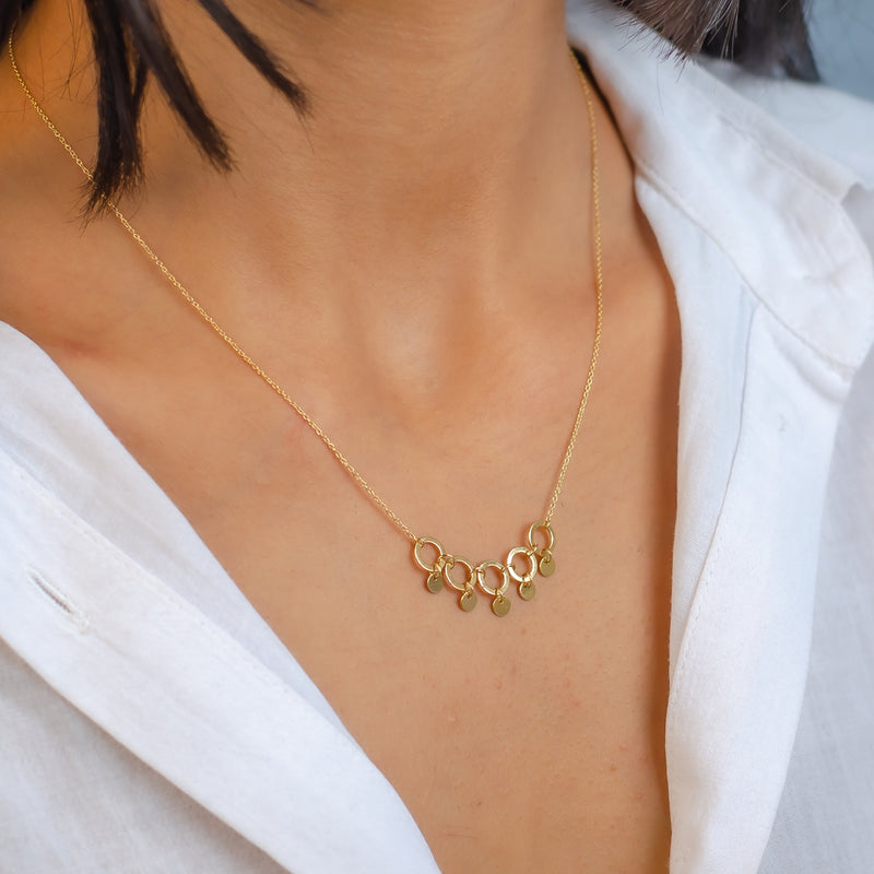 DOUBLE LINKED CIRCLES GOLD NECKLACE