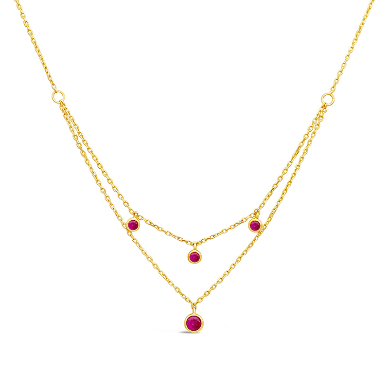 LAYERED ROUND STONES GOLD NECKLACE