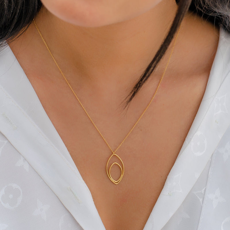 DOUBLE OPEN MARQUISE GOLD NECKLACE