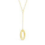 Y-SHAPE DOUBLE CURVED RECTANGLE GOLD NECKLACE