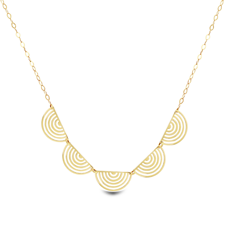 HALF ENGRAVED CIRCLES GOLD NECKLACE