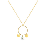 CIRCLE WITH DROPPED EVIL EYE GOLD NECKLACE