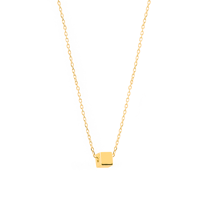 TINY CUBE GOLD NECKLACE