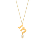 PLAIN LETTERS WITH PEARL GOLD NECKLACE