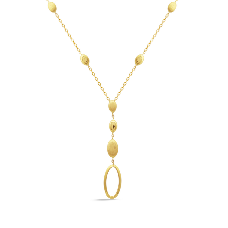 Y-SHAPE PUFFY OVAL GOLD NECKLACE