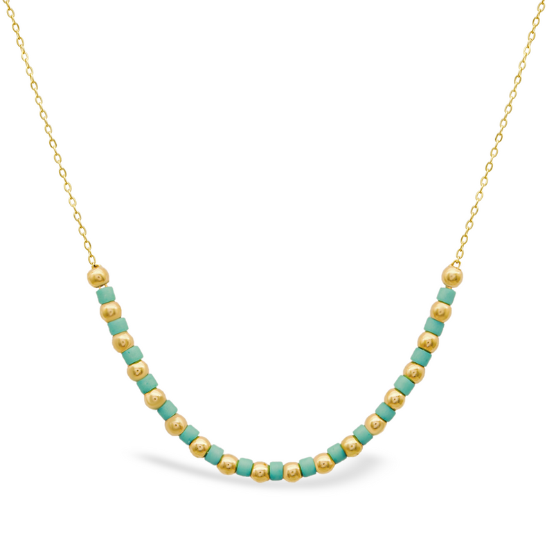 TURQUOISE BEADS GOLD NECKLACE