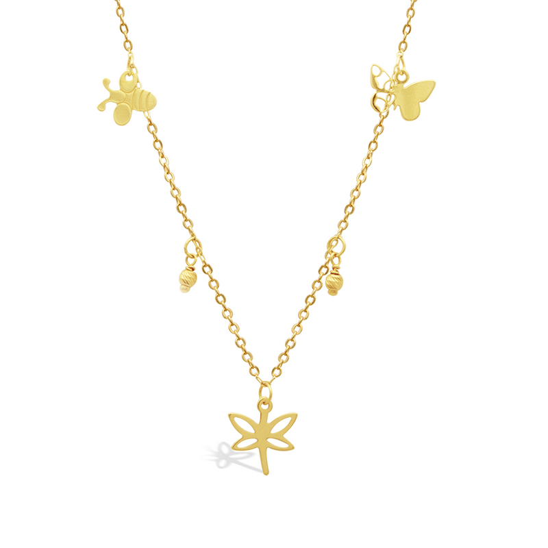 BEE & BUTTERFLY GOLD NECKLACE