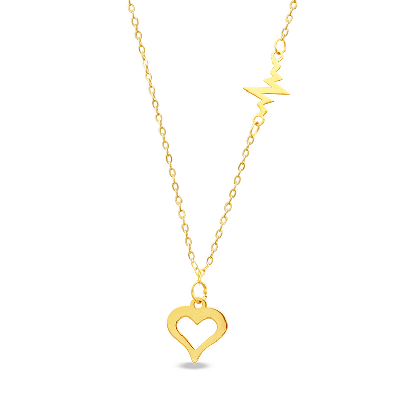 LITTLE HEART & HEART BEAT GOLD NECKLACE