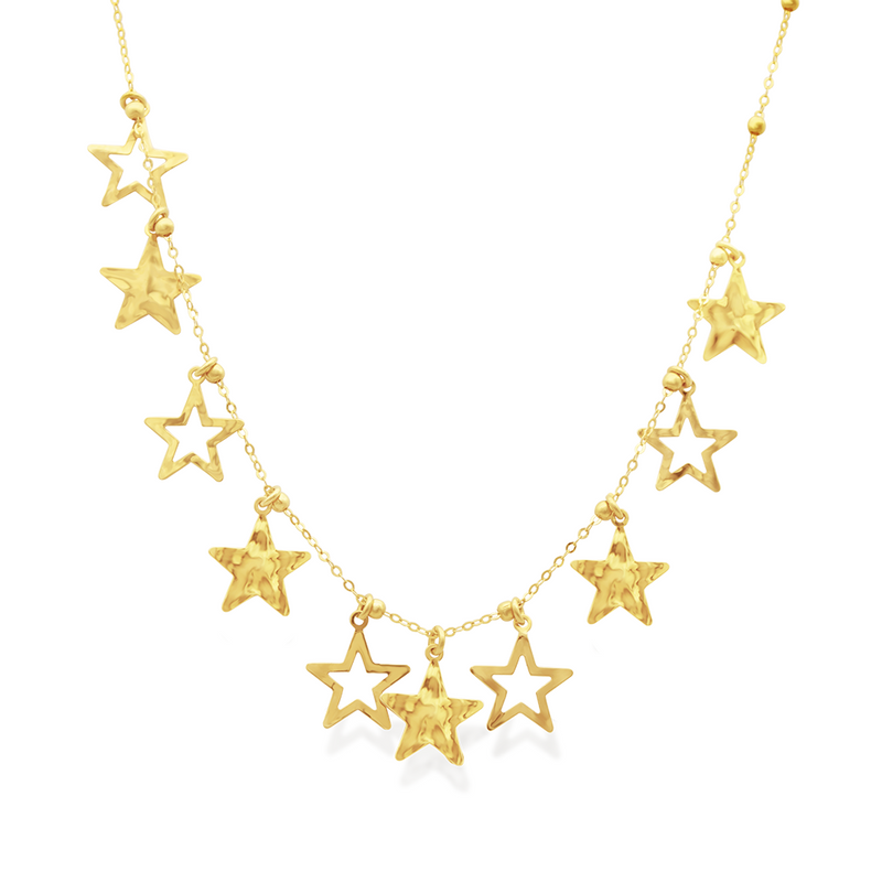 MANY DROPPED STARS GOLD NECKLACE