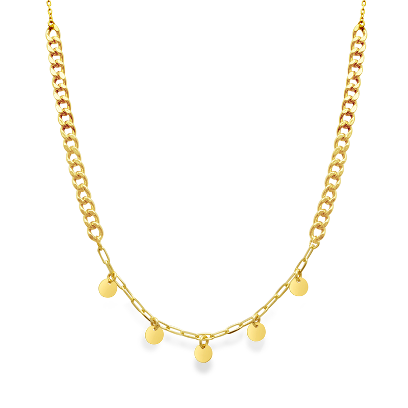 MODERN DUO CHAIN CIRCLES GOLD NECKLACE