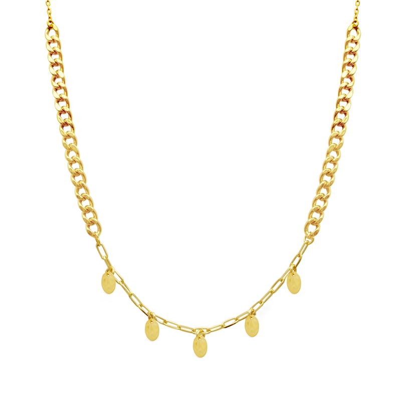 MODERN DUO CHAIN OVALS GOLD NECKLACE