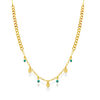 DUO CHAIN OVALS AND PEARLS GOLD NECKLACE