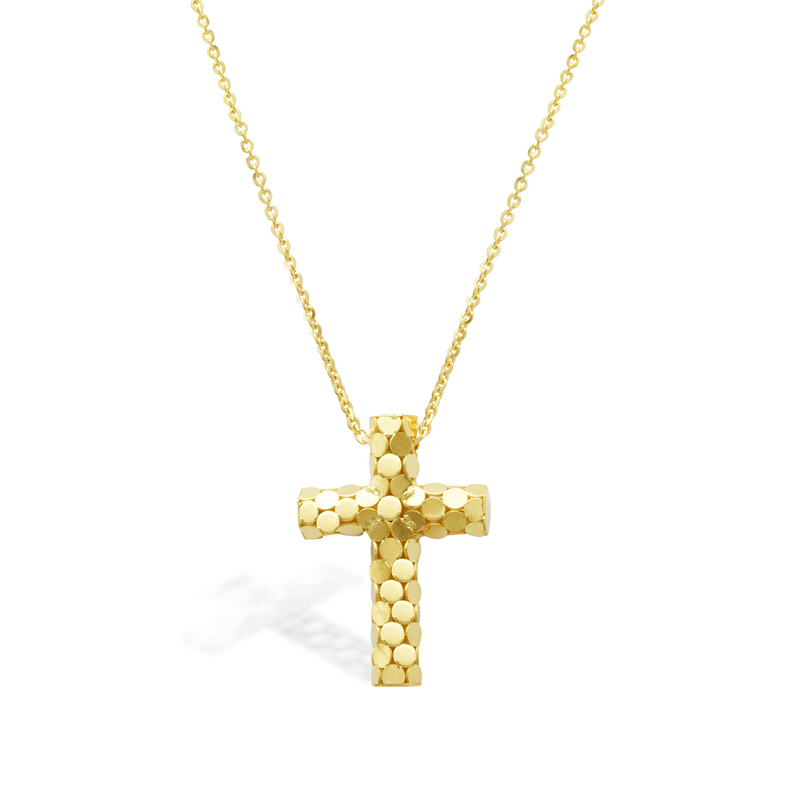 RADIANT CROSS PENDANT GOLD NECKLACE