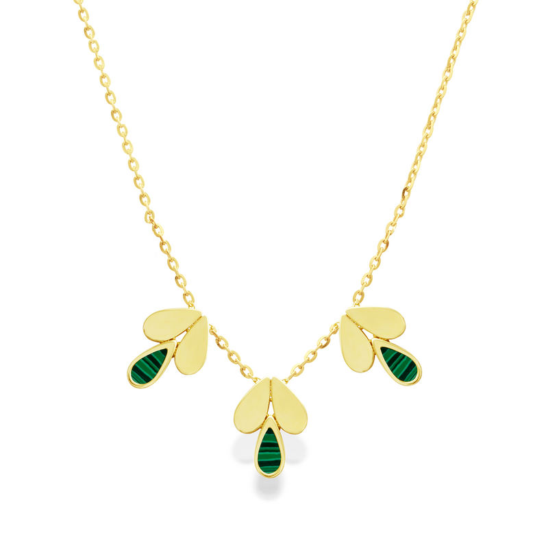 TRIO BLOSSOM LEAVES GOLD NECKLACE