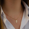 COLOURED CROSS GOLD NECKLACE