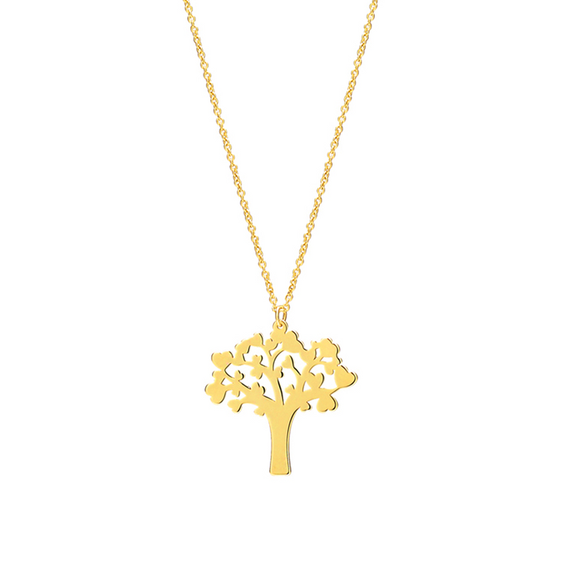 ENGRAVED TREE GOLD NECKLACE