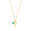 COLOURED LOCK AND KEY GOLD NECKLACE