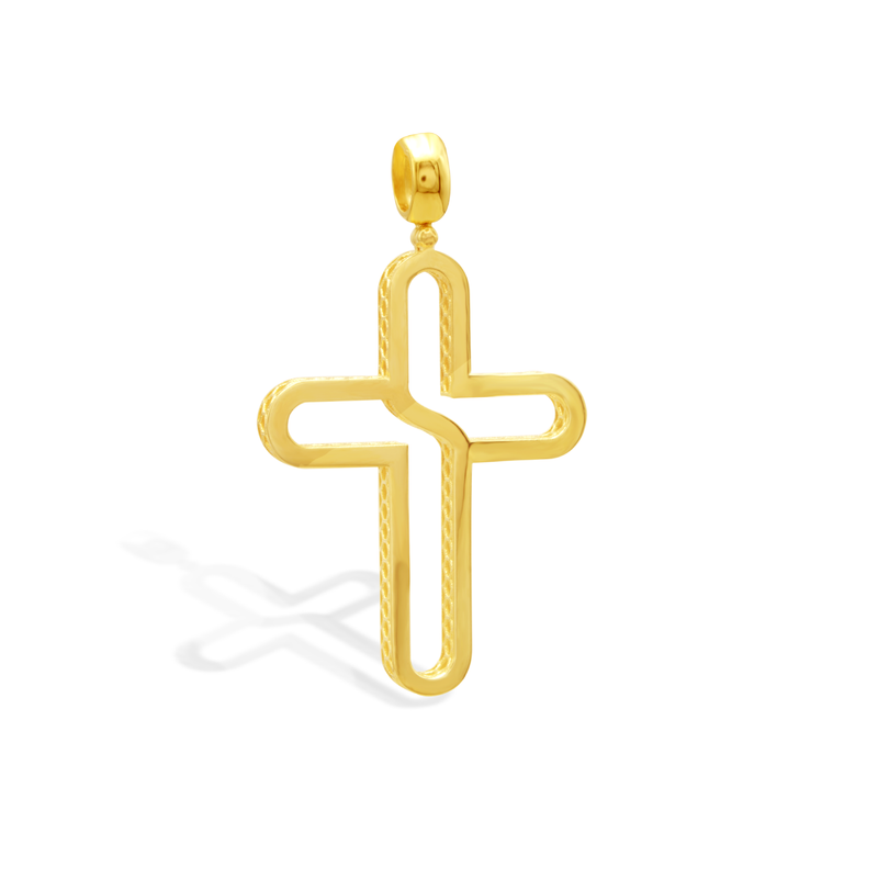 A HOLLOW CROSS GOLD PENDANT