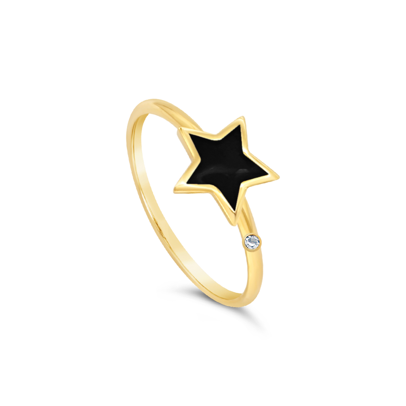 STAR SHAPED COLOURED ENAMEL DIAMOND RING