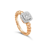 SQUARED WITH BEADED BAND DIAMOND RING