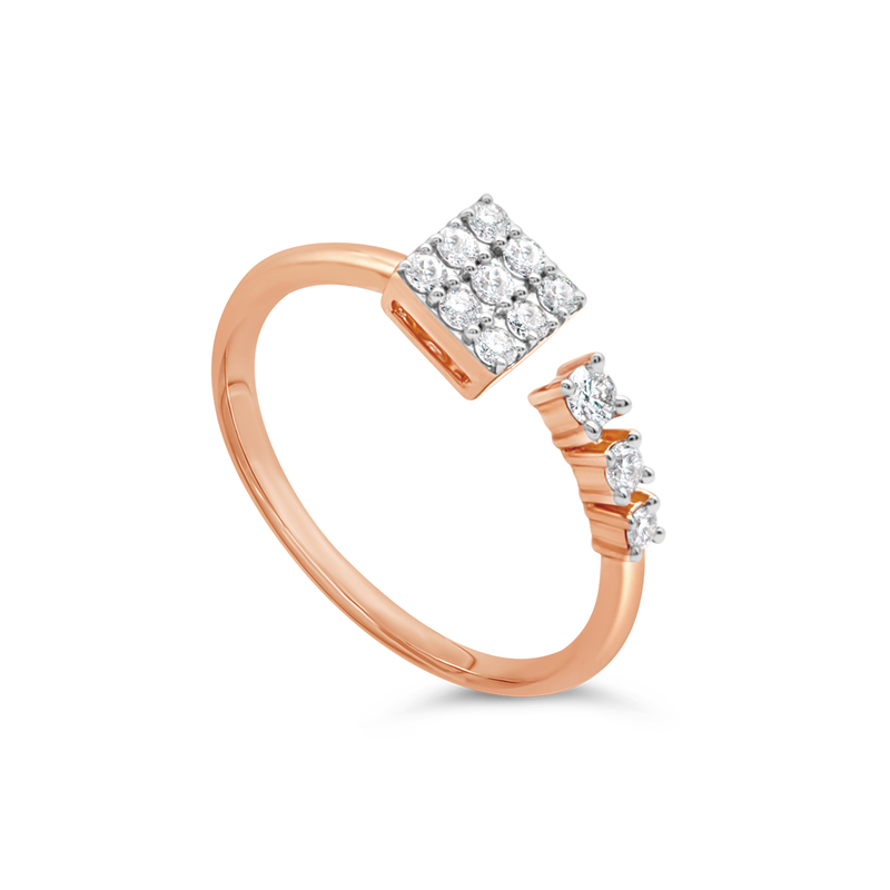 SQUARED OPEN BAND DIAMOND RING