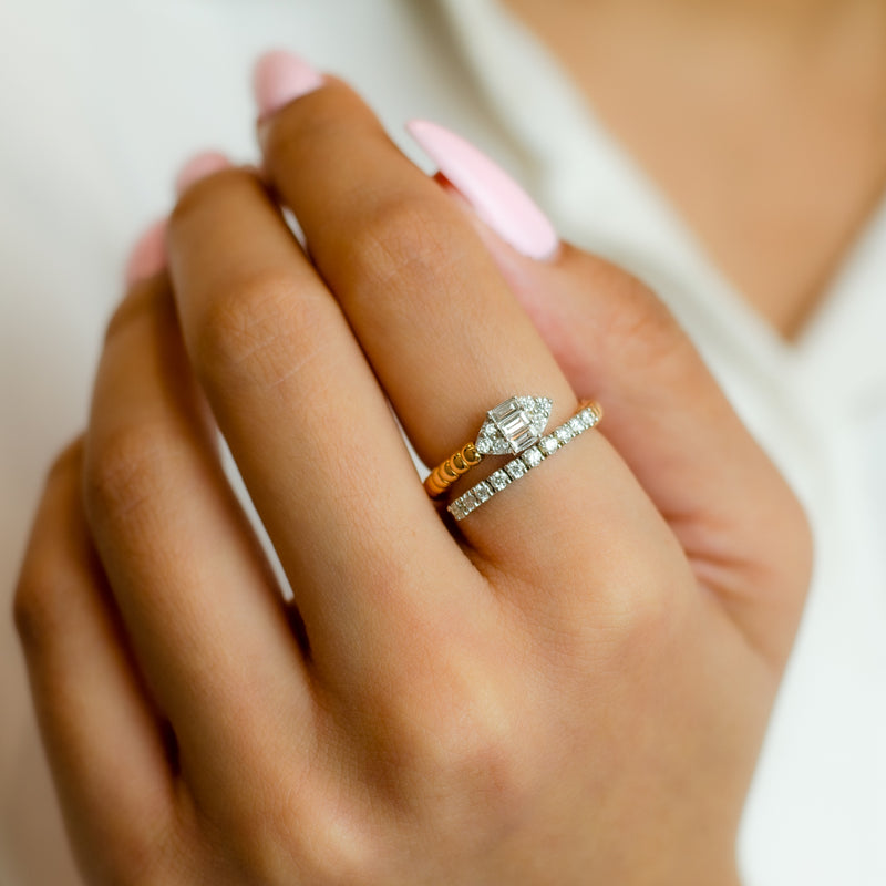 WRAPPED BEADED PEAR DIAMOND RING