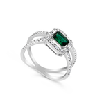 X-SHAPED EMERALD DIAMOND RING