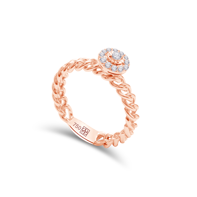 CURB LINKS PAVE DIAMOND RING