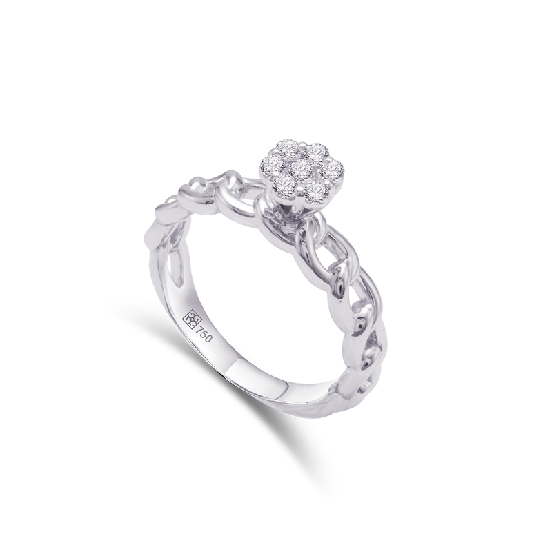 CUBAN LINKS ROUND CLUSTER DIAMOND RING